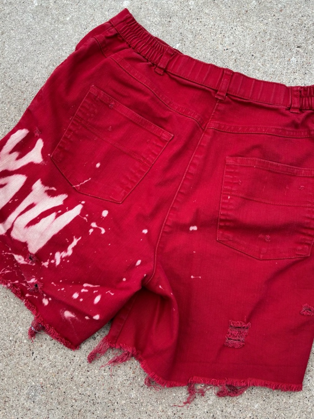 Bleach-Faded Red Shorts | Raw Edge One-of-One